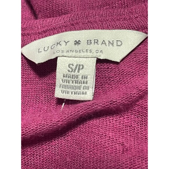 Lucky Brand Pink Sleeveless Top With Crochet Lace Cap Sleeves Size S Linen Blend - Picture 5 of 6